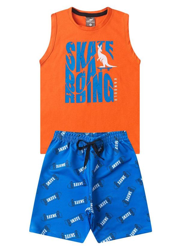Vista 2 Conjunto Infantil Menino Skate Boarding Laranja Rosa Azul Rosa Azul