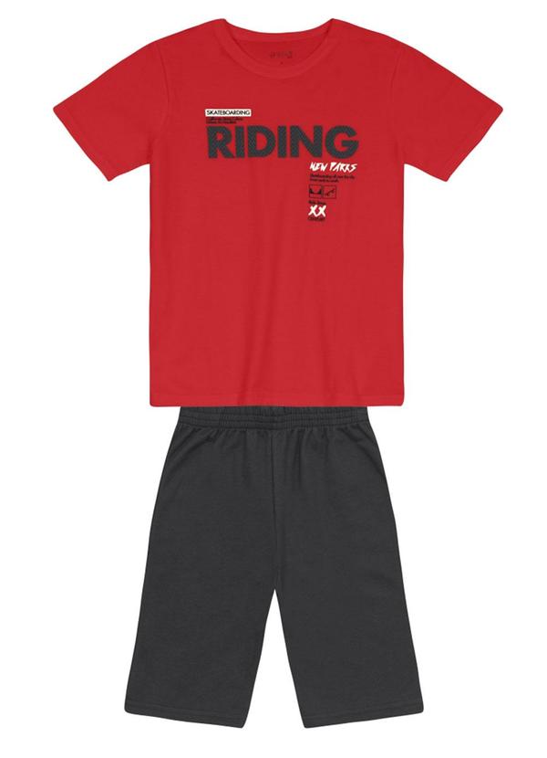 Vista 2 Conjunto Infantil Menino Skate em Puff Vermelho Brandili Brandili