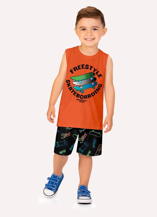 Vista 2 Conjunto Infantil Menino Skate Laranja Kyly Kyly