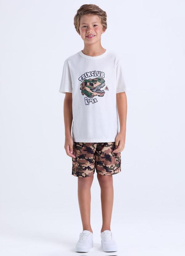 Vista 2 Conjunto Infantil Menino T-Rex Club Off White VIDA COSTEIRA VIDA COSTEIRA