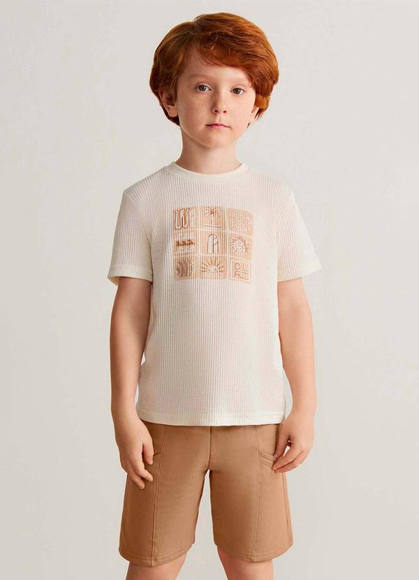 Conjunto Infantil Menino Textura Praia Bege