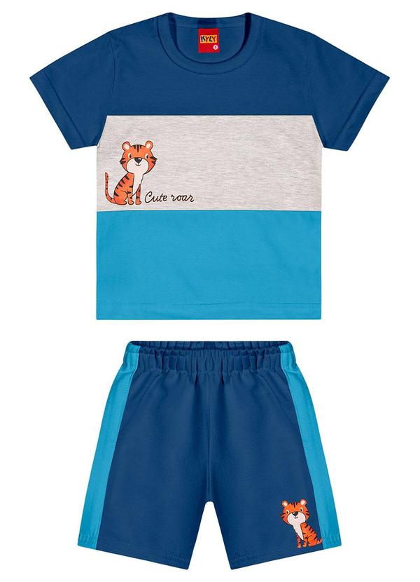 Vista 2 Conjunto Infantil Menino Tigre Azul Kyly Kyly