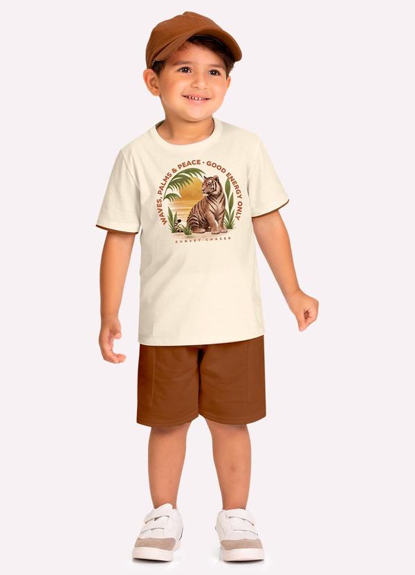 Conjunto Infantil Menino Tigre Bege