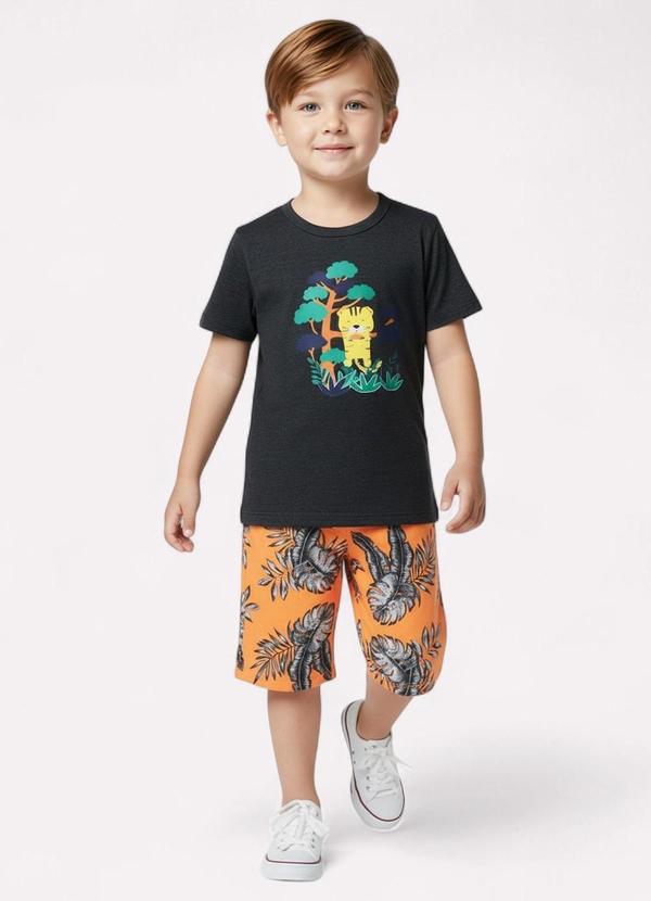 Conjunto Infantil Menino Tigre Cinza