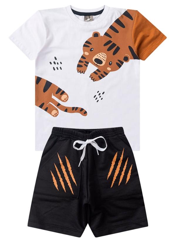 Vista 2 Conjunto Infantil Menino Tigre Kangulu Branco Rosa Azul Rosa Azul