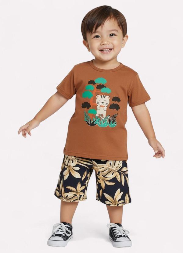 Conjunto Infantil Menino Tigre Marrom