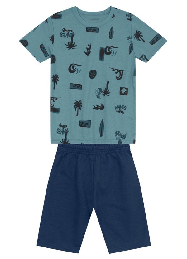 Conjunto Infantil Menino Tropical de Surf Azul