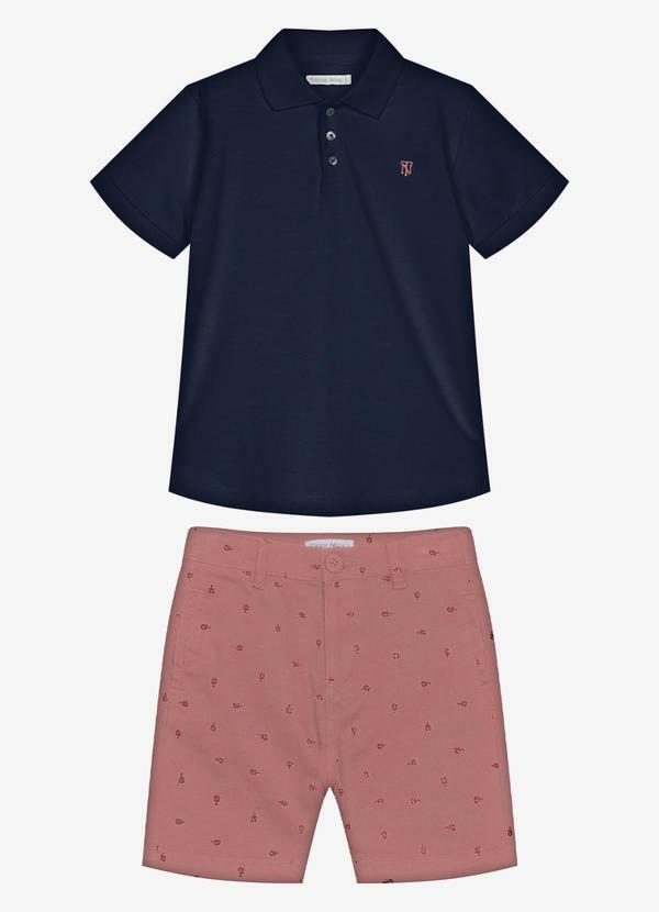 Conjunto Infantil Polo com Bermuda Azul