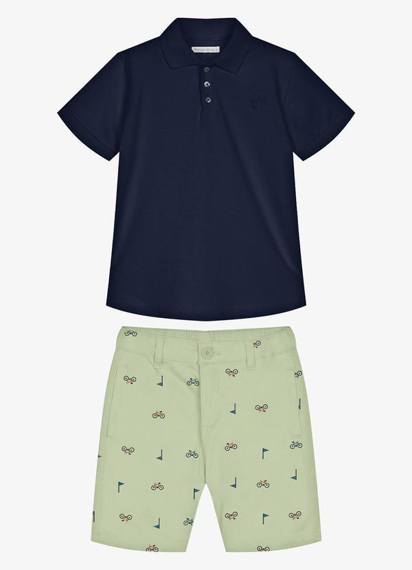Conjunto Infantil Polo com Bermuda Azul