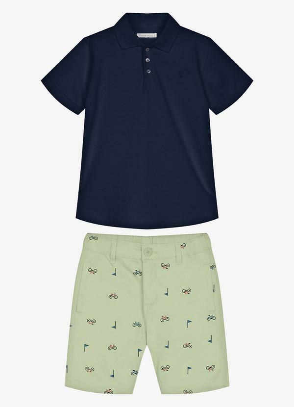 Conjunto Infantil Polo com Bermuda Azul