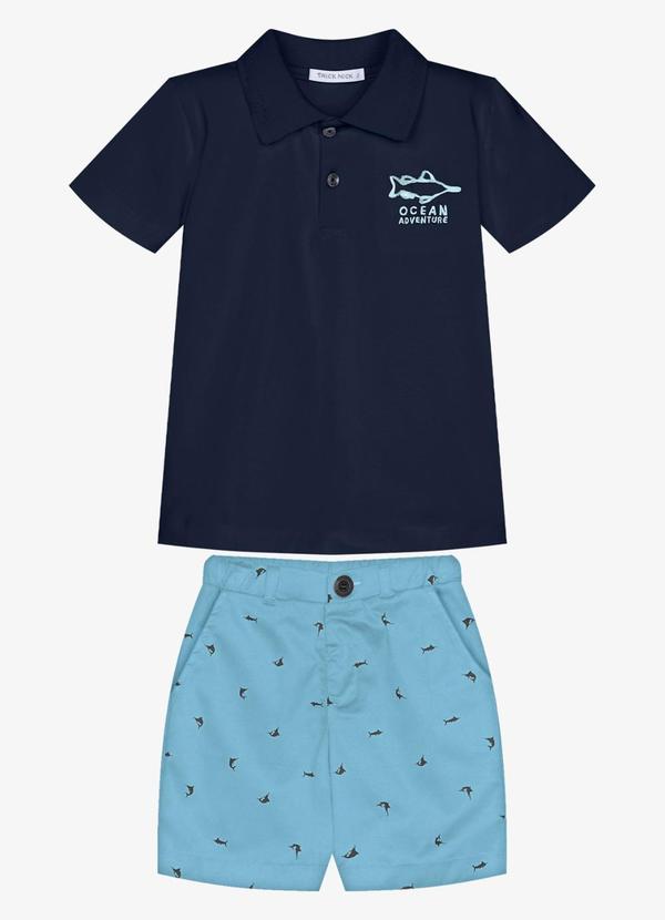 Conjunto Infantil Polo com Bermuda Azul