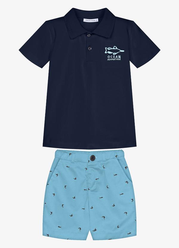 Conjunto Infantil Polo com Bermuda Azul