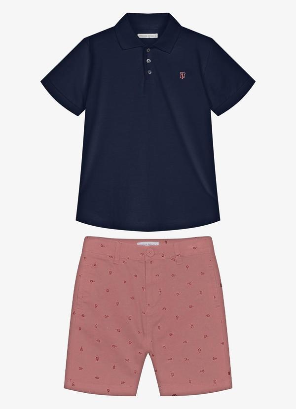 Conjunto Infantil Polo com Bermuda Azul