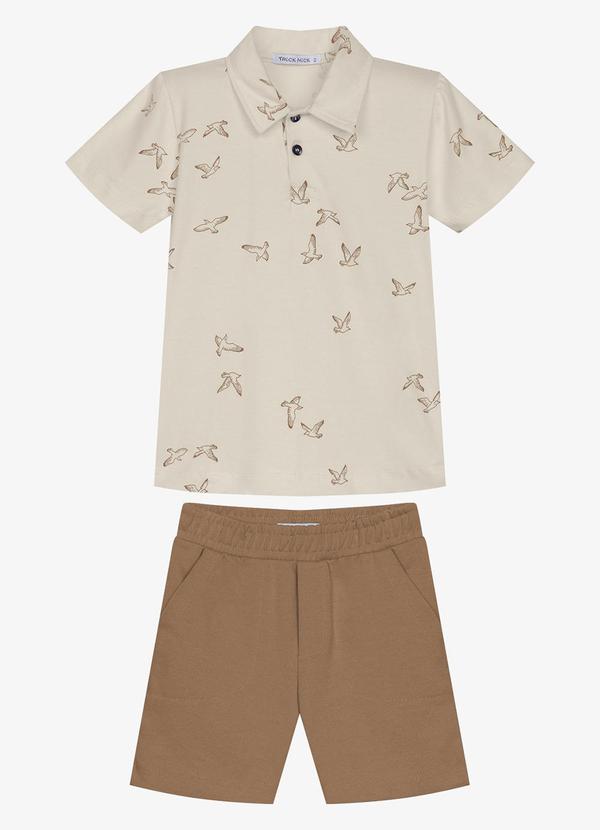 Conjunto Infantil Polo com Bermuda Bege