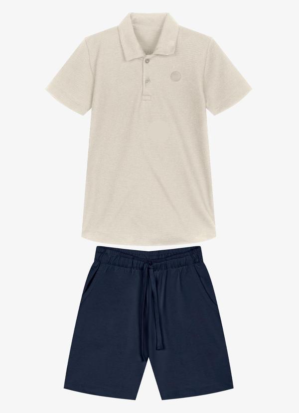 Conjunto Infantil Polo com Bermuda Bege