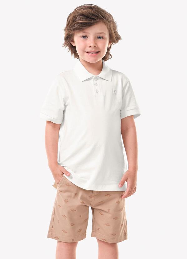 Conjunto Infantil Polo com Bermuda Bege