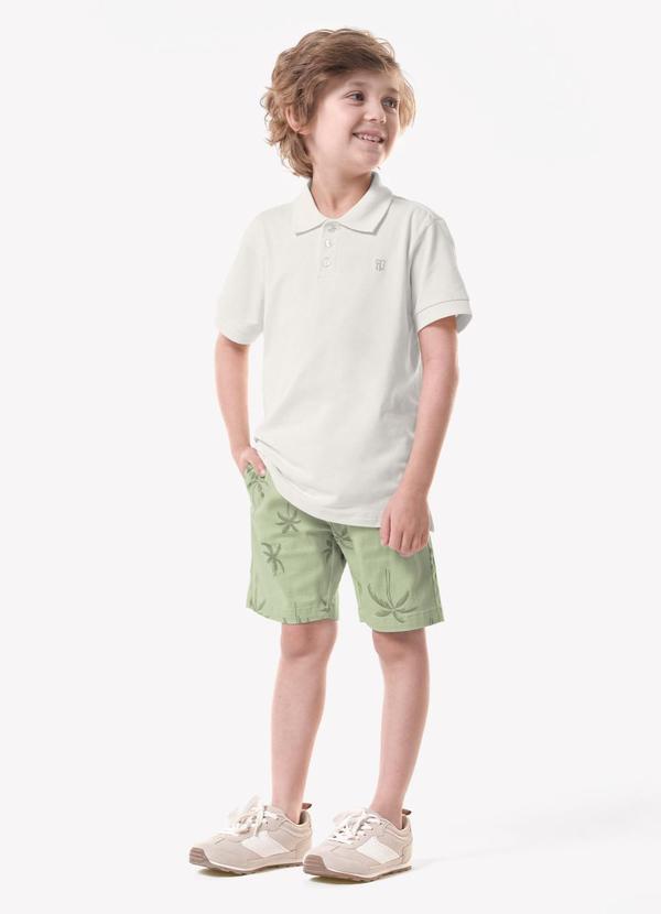 Conjunto Infantil Polo com Bermuda Bege