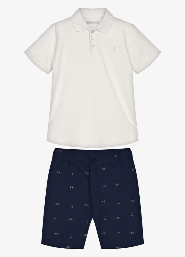 Conjunto Infantil Polo com Bermuda Bege