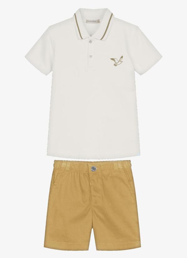 Conjunto Infantil Polo com Bermuda Bege