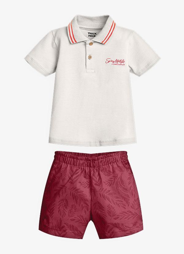 Conjunto Infantil Polo com Bermuda Bege