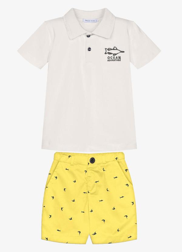 Conjunto Infantil Polo com Bermuda Bege