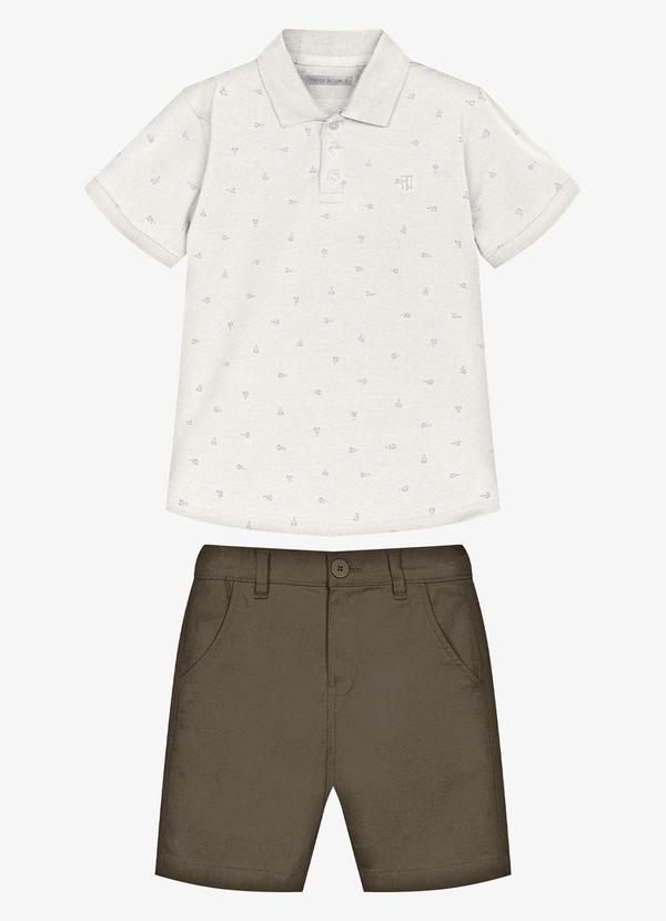 Conjunto Infantil Polo com Bermuda Bege