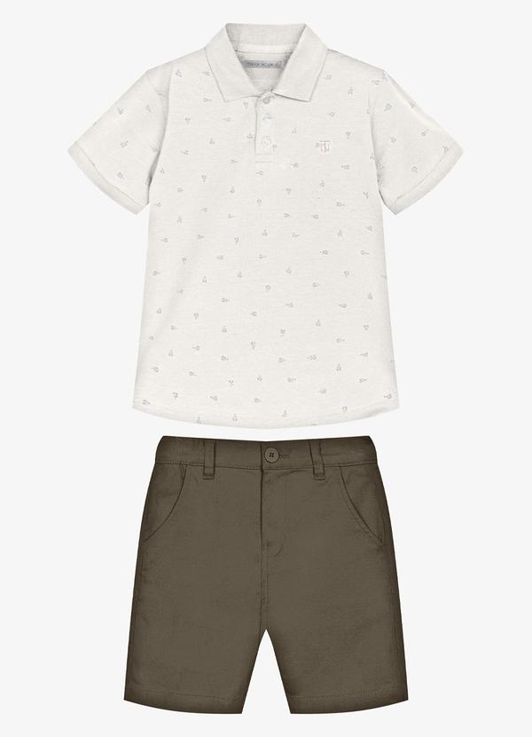 Conjunto Infantil Polo com Bermuda Bege