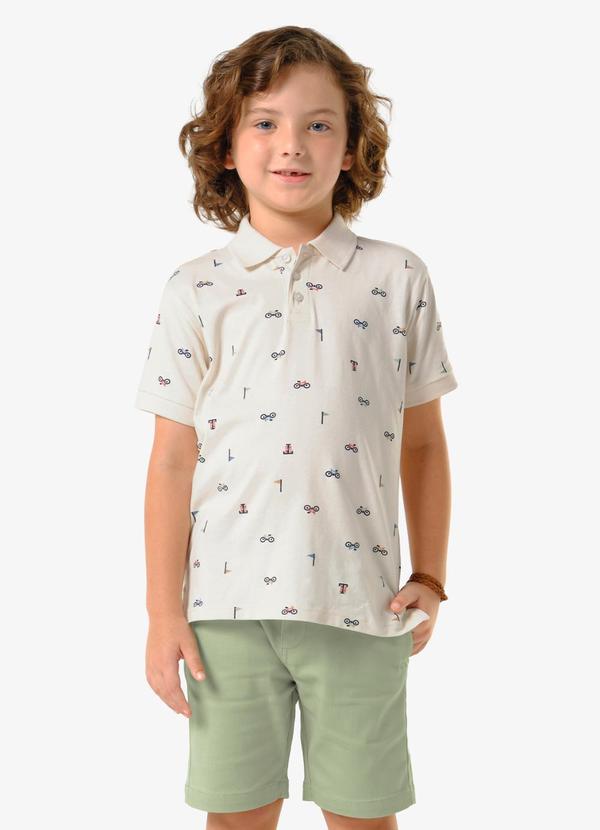 Conjunto Infantil Polo com Bermuda Bege