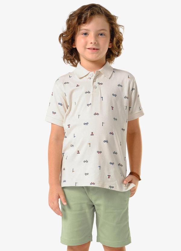 Conjunto Infantil Polo com Bermuda Bege