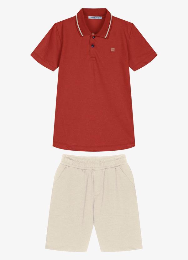 Conjunto Infantil Polo com Bermuda Laranja