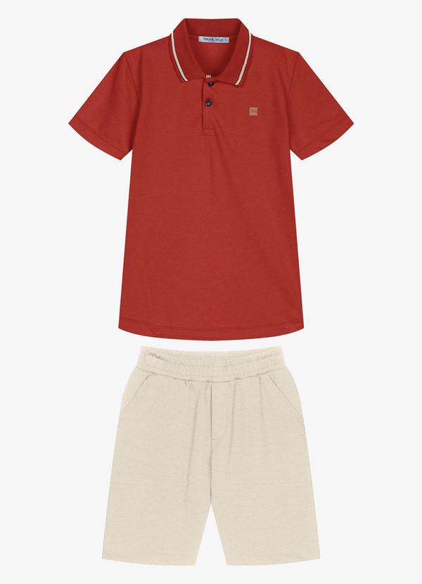 Conjunto Infantil Polo com Bermuda Laranja