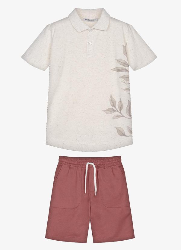 Conjunto Infantil Polo com Bermuda Laranja