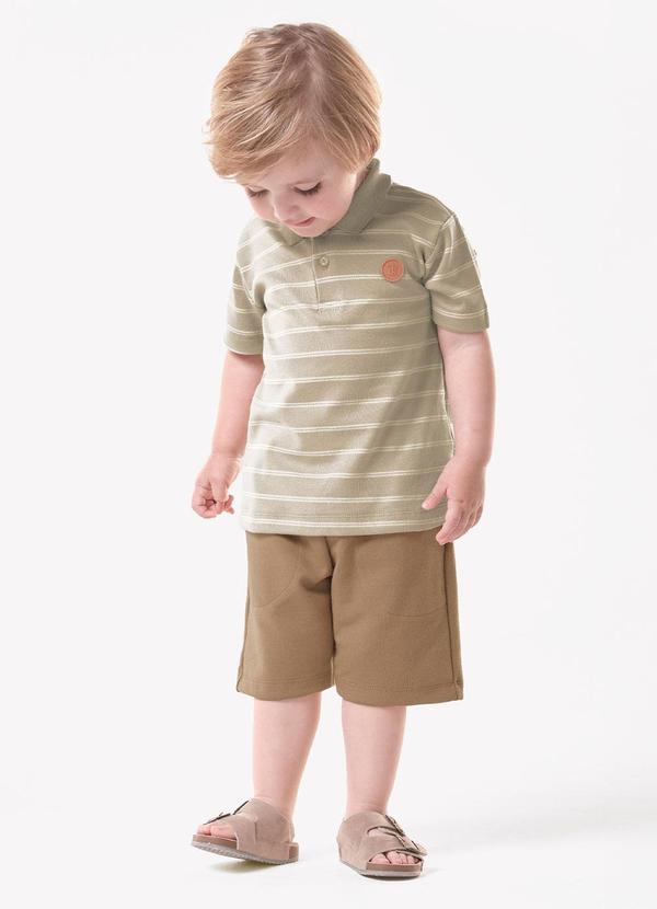 Conjunto Infantil Polo com Bermuda Marrom