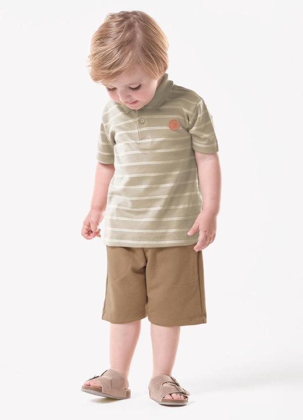 Conjunto Infantil Polo com Bermuda Marrom