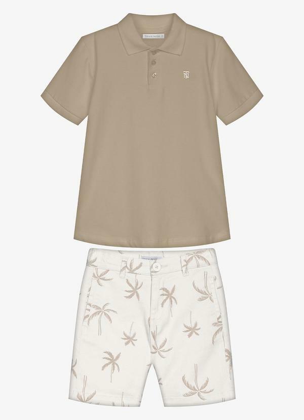 Conjunto Infantil Polo com Bermuda Marrom
