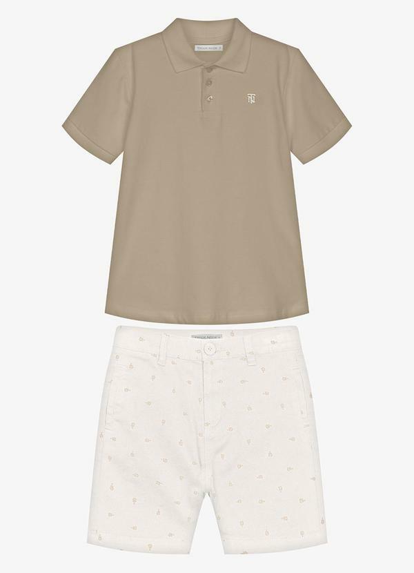 Conjunto Infantil Polo com Bermuda Marrom