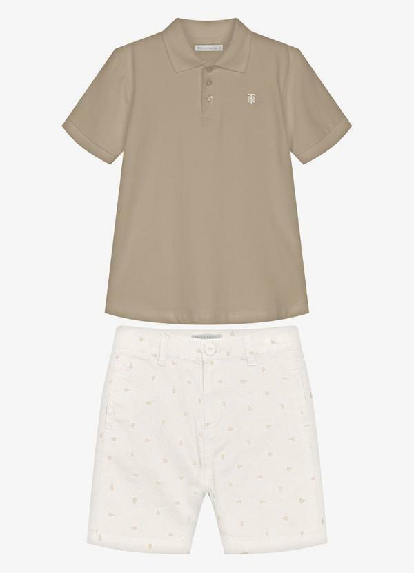 Conjunto Infantil Polo com Bermuda Marrom