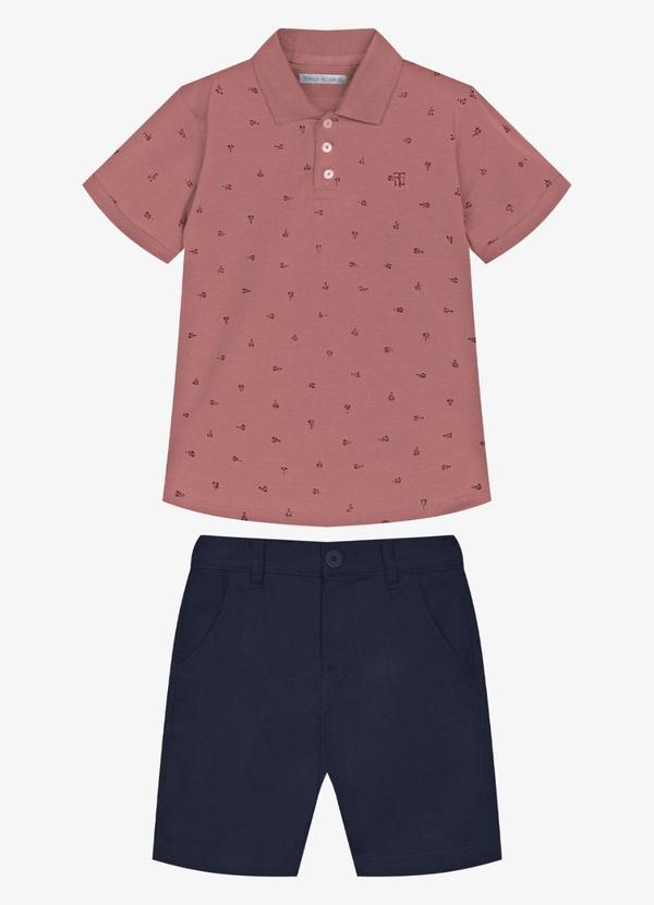 Conjunto Infantil Polo com Bermuda Rosa