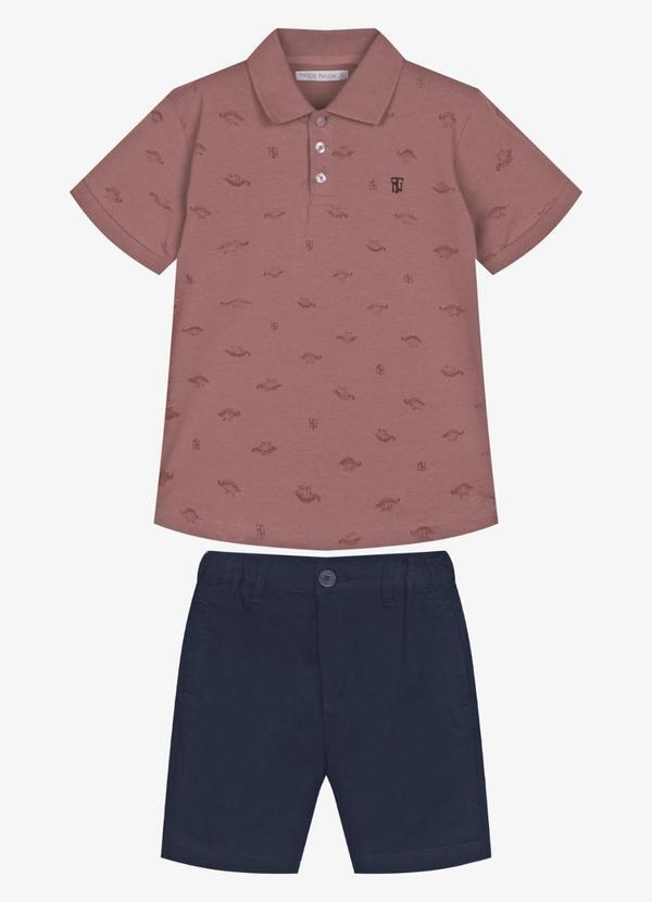 Conjunto Infantil Polo com Bermuda Rosa