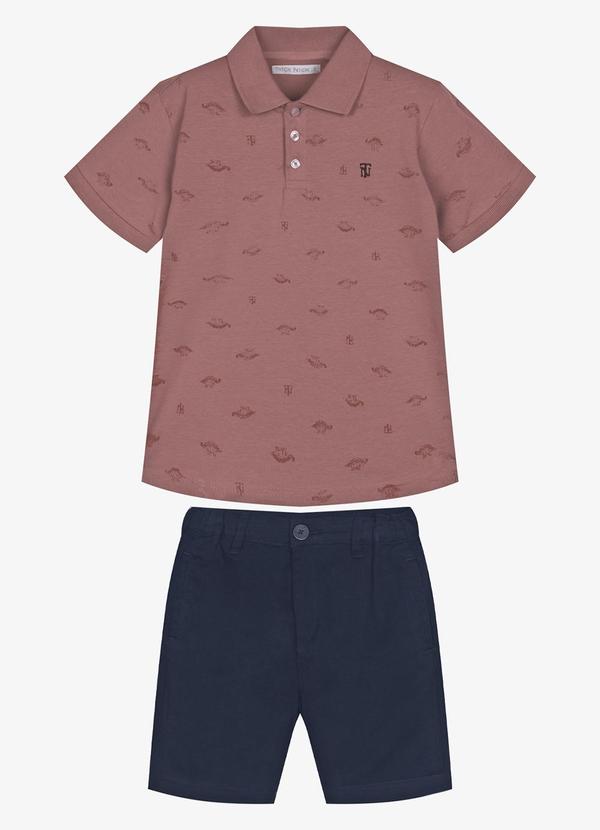 Conjunto Infantil Polo com Bermuda Rosa