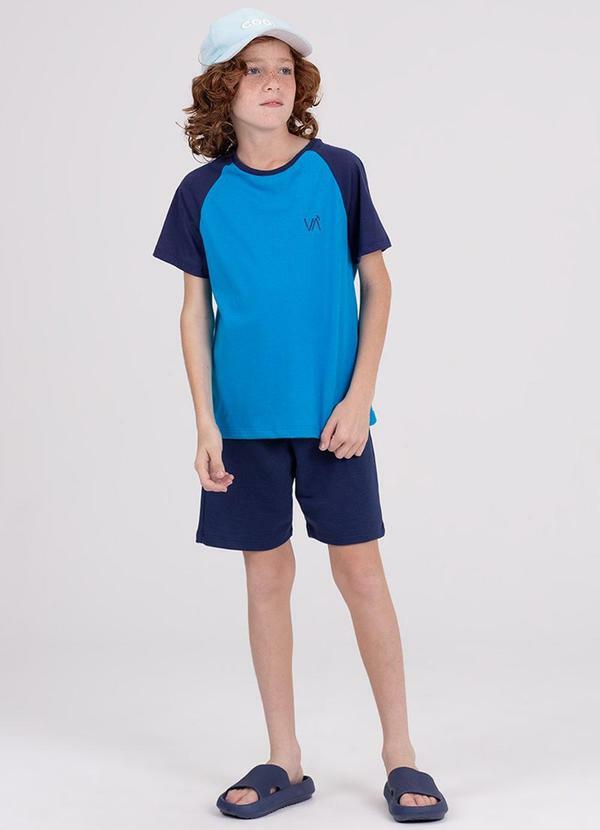 Vista 2 Conjunto Infantil Raglan Slevee Azul VIDA COSTEIRA VIDA COSTEIRA