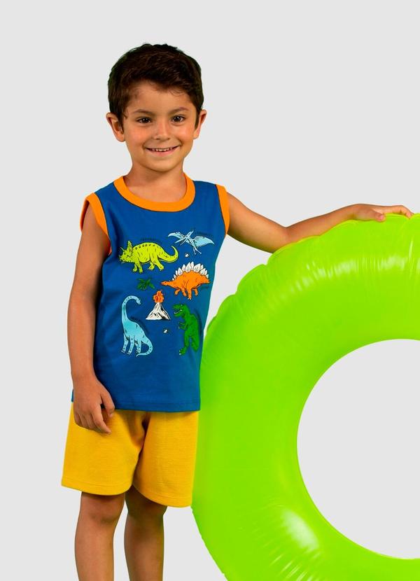 Vista 2 Conjunto Infantil Regata Meia Malha Azul Turminha Turminha