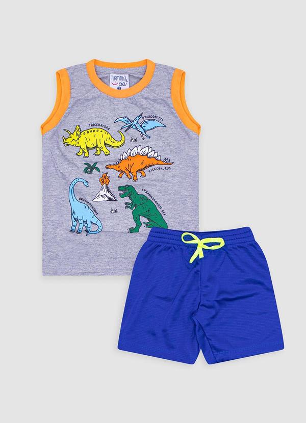 Vista 2 Conjunto Infantil Regata Meia Malha Cinza Turminha Turminha