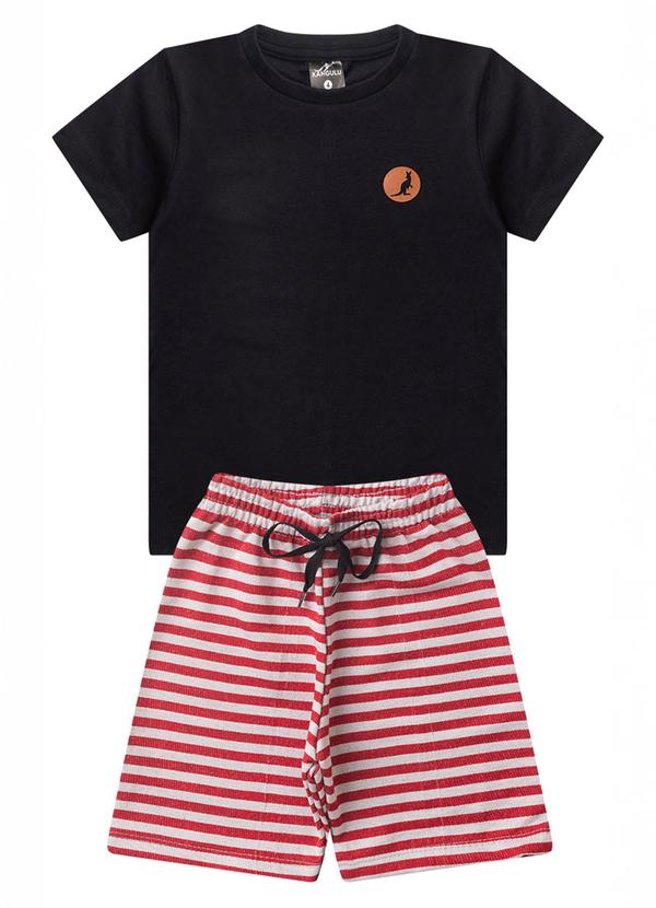 Vista 2 Conjunto Infantil Verão Básico Kangulu Preto Rosa Azul Rosa Azul