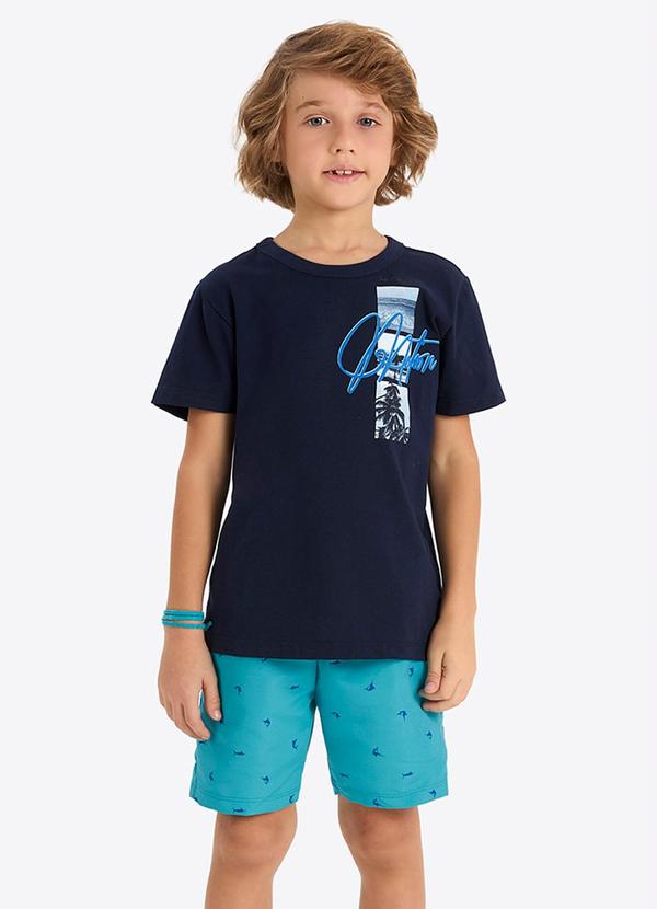 Conjunto Infantil Verão em Meia Malha Azul