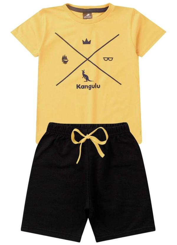 Vista 2 Conjunto Infantil Verão Símbolos Kangulu Amarelo Rosa Azul Rosa Azul