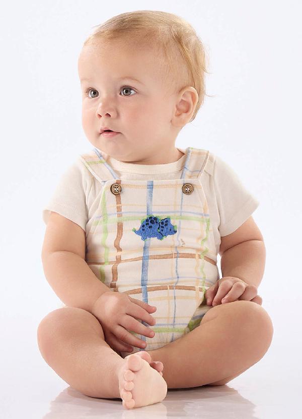 Vista 2 Conjunto Jardineira e Body Suedine Up Baby Branco Up Baby