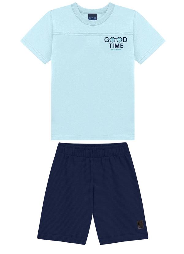 Conjunto Juvenil Camiseta com Recorte Azul