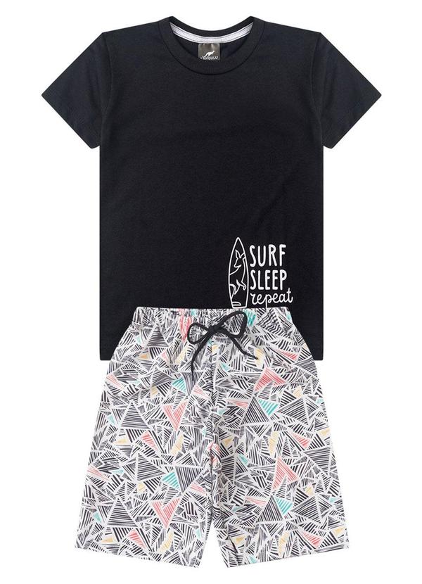 Conjunto Juvenil Surf Sleep Repeat Preto