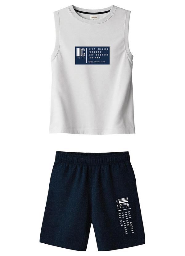 Conjunto Keep Moving Forward em Moletinho Branco